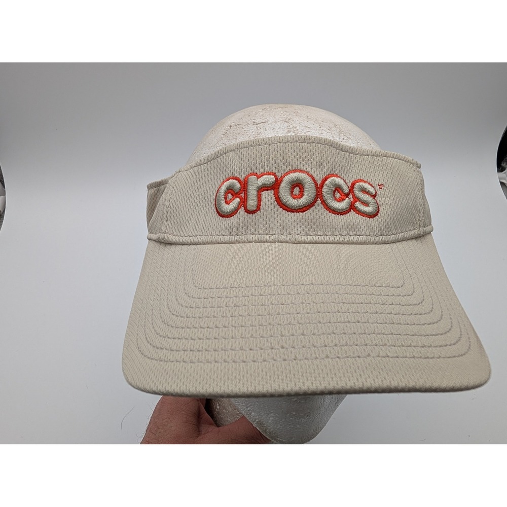 Crocs Tan Mesh Athletic Sun Visor Hat Embroidered Logo One Size Fits Most